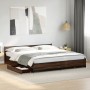 Oak brown engineered wood bed with drawers 200x200 cm by vidaXL, Beds and slatted bases - Ref: Foro24-3279916, Price: 197,23 ...