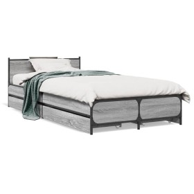 Cama con cajones madera de ingeniería gris Sonoma 75x190 cm de vidaXL, Camas y somieres - Ref: Foro24-3279975, Precio: 145,21...