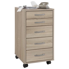 FMD Mobile chest of drawers with 5 oak-colored drawers by FMD, Filing cabinets - Ref: Foro24-428729, Price: 126,99 €, Discoun...