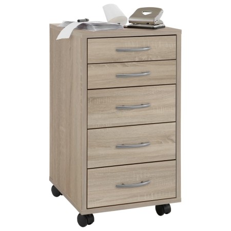 FMD Mobile chest of drawers with 5 oak-colored drawers by FMD, Filing cabinets - Ref: Foro24-428729, Price: 126,99 €, Discoun...