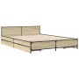 Cama con cajones madera ingeniería roble Sonoma 150x200 cm de vidaXL, Camas y somieres - Ref: Foro24-3279928, Precio: 189,64 ...