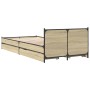 Sonoma oak engineered wood bed with drawers 100x200 cm by vidaXL, Beds and slatted bases - Ref: Foro24-3279963, Price: 147,58...