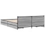 Cama con cajones madera ingeniería gris Sonoma 140x200 cm de vidaXL, Camas y somieres - Ref: Foro24-3279935, Precio: 180,60 €...