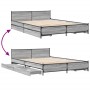 Cama con cajones madera ingeniería gris Sonoma 140x200 cm de vidaXL, Camas y somieres - Ref: Foro24-3279935, Precio: 180,60 €...