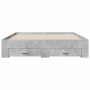 Cama con cajones madera ingeniería gris hormigón 160x200 cm de vidaXL, Camas y somieres - Ref: Foro24-3280373, Precio: 192,39...