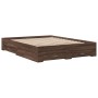 Oak brown engineered wood bed with drawers 140x200 cm by vidaXL, Beds and slatted bases - Ref: Foro24-3280390, Price: 209,28 ...