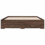 Oak brown engineered wood bed with drawers 140x200 cm by vidaXL, Beds and slatted bases - Ref: Foro24-3280390, Price: 195,99 ...