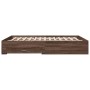 Oak brown engineered wood bed with drawers 140x200 cm by vidaXL, Beds and slatted bases - Ref: Foro24-3280390, Price: 209,28 ...