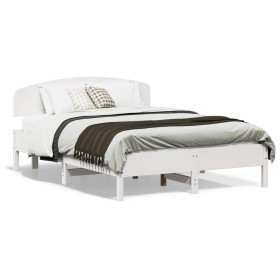 Bed frame with white pine wood headboard 120x190 cm by vidaXL, Beds and slatted bases - Ref: Foro24-3207234, Price: 172,57 €,...