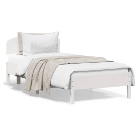 White pine wood bed frame with headboard 90x200 cm by vidaXL, Beds and slatted bases - Ref: Foro24-3207222, Price: 142,90 €, ...