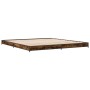 Estructura cama madera ingeniería metal roble ahumado 200x200cm de vidaXL, Camas y somieres - Ref: Foro24-845128, Precio: 99,...