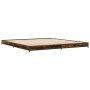 Estructura cama madera ingeniería metal roble ahumado 200x200cm de vidaXL, Camas y somieres - Ref: Foro24-845128, Precio: 99,...