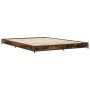 Estructura cama madera ingeniería metal roble ahumado 135x190cm de vidaXL, Camas y somieres - Ref: Foro24-845163, Precio: 84,...