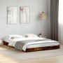 Estructura cama madera ingeniería metal roble ahumado 135x190cm de vidaXL, Camas y somieres - Ref: Foro24-845163, Precio: 84,...