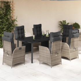 Set comedor jardín 7 pzas y cojines ratán sintético gris de vidaXL, Conjuntos de jardín - Ref: Foro24-3213432, Precio: 1,00 €...