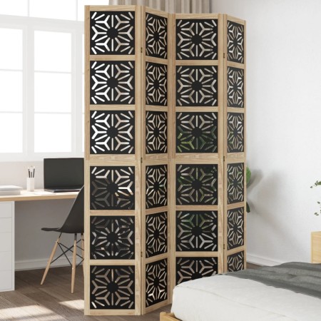 Divider screen 4 panels solid Paulownia wood brown black by vidaXL, Room dividers - Ref: Foro24-358804, Price: 134,14 €, Disc...