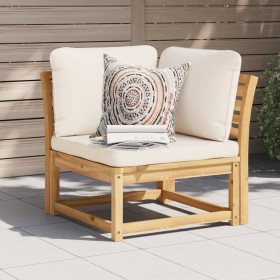 Corner garden sofa and solid acacia cushions 73x73x65 cm by vidaXL, Modular outdoor sofas - Ref: Foro24-366488, Price: 146,99...