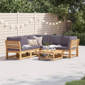 6-piece garden furniture set with solid acacia wood cushions by vidaXL, Modular outdoor sofas - Ref: Foro24-3214311, Price: 7...