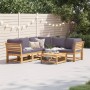 6-teiliges Gartenmöbel-Set mit Kissen aus massivem Akazienholz von vidaXL, Modulare Sofas für den Außenbereich - Ref: Foro24-...