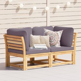 2-Sitzer-Gartensofa mit Kissen aus massivem Akazienholz von vidaXL, Modulare Sofas für den Außenbereich - Ref: Foro24-3214313...