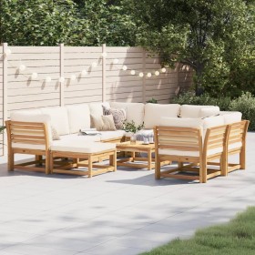 10-piece garden furniture set with solid acacia wood cushions by vidaXL, Modular outdoor sofas - Ref: Foro24-3214296, Price: ...