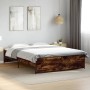 Engineered wood bed frame metal smoked oak 160x200cm by vidaXL, Beds and slatted bases - Ref: Foro24-3279879, Price: 139,39 €...