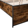 Engineered wood bed frame metal smoked oak 120x190cm by vidaXL, Beds and slatted bases - Ref: Foro24-3279909, Price: 124,88 €...