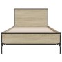 Estructura cama madera ingeniería metal roble Sonoma 100x200 cm de vidaXL, Camas y somieres - Ref: Foro24-845523, Precio: 106...