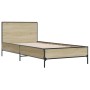 Estructura cama madera ingeniería metal roble Sonoma 90x190 cm de vidaXL, Camas y somieres - Ref: Foro24-845563, Precio: 101,...