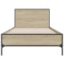 Estructura cama madera ingeniería metal roble Sonoma 90x190 cm de vidaXL, Camas y somieres - Ref: Foro24-845563, Precio: 101,...