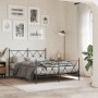 Bed frame with headboard and black metal footboard 137x190 cm by vidaXL, Beds and slatted bases - Ref: Foro24-376519, Price: ...