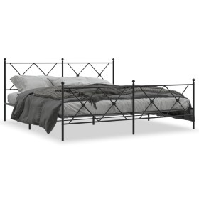 Black metal headboard and footboard bed frame 183x213 cm by vidaXL, Beds and slatted bases - Ref: Foro24-376525, Price: 138,9...