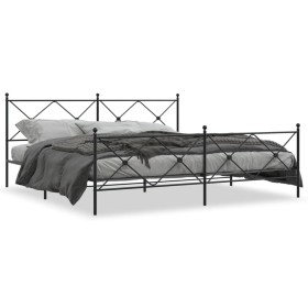 Black metal headboard and footboard bed frame 200x200 cm by vidaXL, Beds and slatted bases - Ref: Foro24-376527, Price: 140,9...