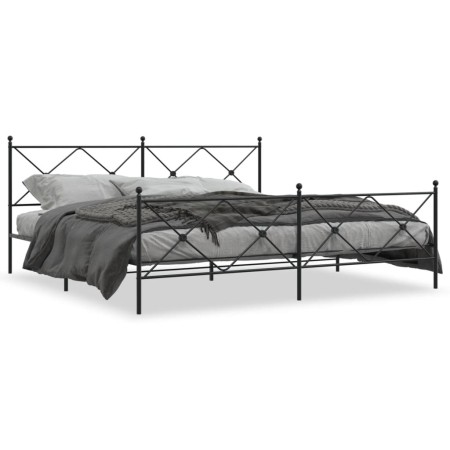 Estructura de cama cabecero y estribo metal negro 200x200 cm de vidaXL, Camas y somieres - Ref: Foro24-376527, Precio: 140,35...