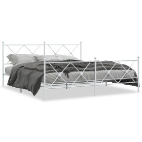 Metal bed frame with headboard and white footboard 180x200 cm by vidaXL, Beds and slatted bases - Ref: Foro24-376573, Price: ...