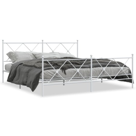 Estructura cama metal con cabecero y estribo blanco 180x200 cm de vidaXL, Camas y somieres - Ref: Foro24-376573, Precio: 135,...