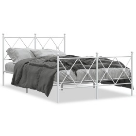 Estructura cama metal con cabecero y estribo blanco 120x200 cm de vidaXL, Camas y somieres - Ref: Foro24-376567, Precio: 121,...