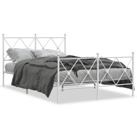 Metal bed frame with headboard and white footboard 120x200 cm by vidaXL, Beds and slatted bases - Ref: Foro24-376567, Price: ...