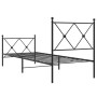 Bed frame with headboard and black metal footboard 75x190 cm by vidaXL, Beds and slatted bases - Ref: Foro24-376510, Price: 7...