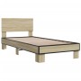 Estructura cama madera ingeniería metal roble Sonoma 90x190 cm de vidaXL, Camas y somieres - Ref: Foro24-845818, Precio: 95,5...