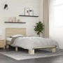 Sonoma oak metal engineered wood bed frame 90x190 cm by vidaXL, Beds and slatted bases - Ref: Foro24-845818, Price: 95,52 €, ...