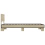 Estructura cama madera ingeniería metal roble Sonoma 90x190 cm de vidaXL, Camas y somieres - Ref: Foro24-845818, Precio: 95,5...