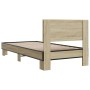 Estructura cama madera ingeniería metal roble Sonoma 90x190 cm de vidaXL, Camas y somieres - Ref: Foro24-845818, Precio: 95,5...