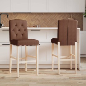 High stools 2 pcs solid rubber wood and fabric by vidaXL, Kitchen stools - Ref: Foro24-4006203, Price: 141,99 €, Discount: %