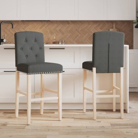 High stools 2 pcs solid rubber wood and fabric by vidaXL, Kitchen stools - Ref: Foro24-4006201, Price: 114,51 €, Discount: %