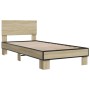 Estructura cama madera ingeniería metal roble Sonoma 75x190 cm de vidaXL, Camas y somieres - Ref: Foro24-845813, Precio: 91,5...