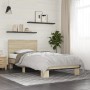 Estructura cama madera ingeniería metal roble Sonoma 75x190 cm de vidaXL, Camas y somieres - Ref: Foro24-845813, Precio: 91,5...