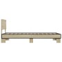 Estructura cama madera ingeniería metal roble Sonoma 75x190 cm de vidaXL, Camas y somieres - Ref: Foro24-845813, Precio: 91,5...