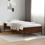 Engineered wood bed frame oak brown metal 100x200 cm by vidaXL, Beds and slatted bases - Ref: Foro24-844965, Price: 92,99 €, ...