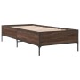 Engineered wood bed frame oak brown metal 100x200 cm by vidaXL, Beds and slatted bases - Ref: Foro24-844965, Price: 92,99 €, ...